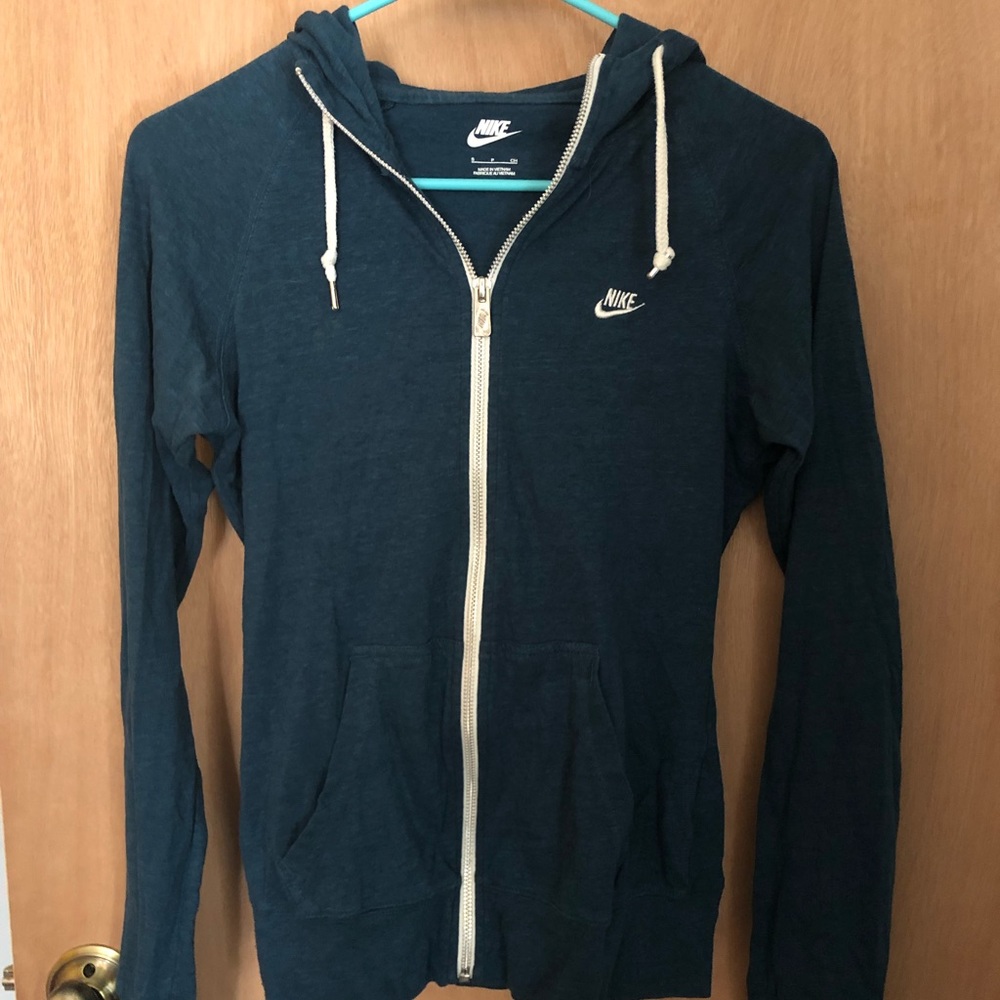 Nike zip up hoodie, deep blue/green gorgeous color